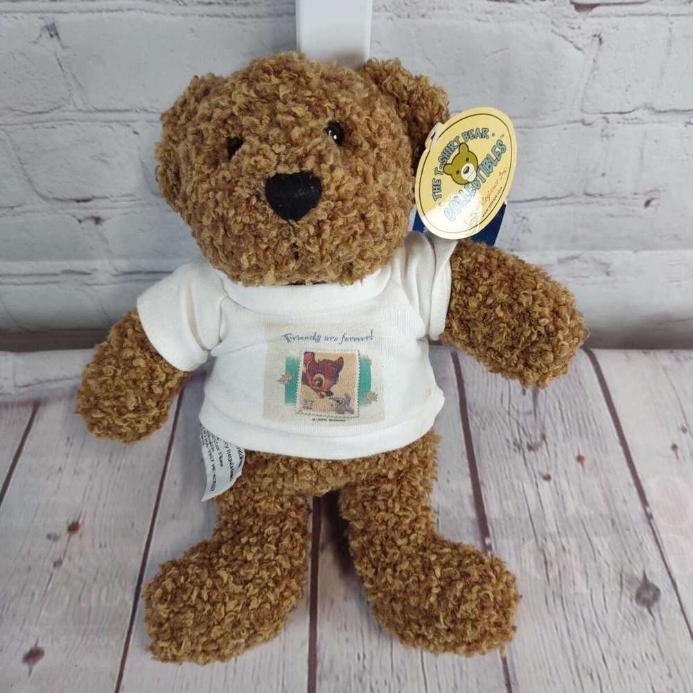 Art Of Disney Friendship T-Shirt Bear Bambi Postal Service Stuffed Plush Toy NWT